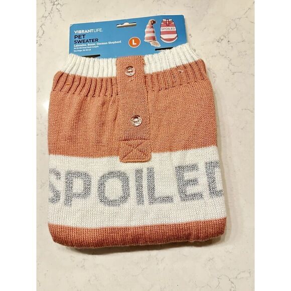 NEW Winter Dog Coat Salmon Pink Size Large “SPOILED”Cute FUN GIFT Fast Ship - Picture 1 of 5